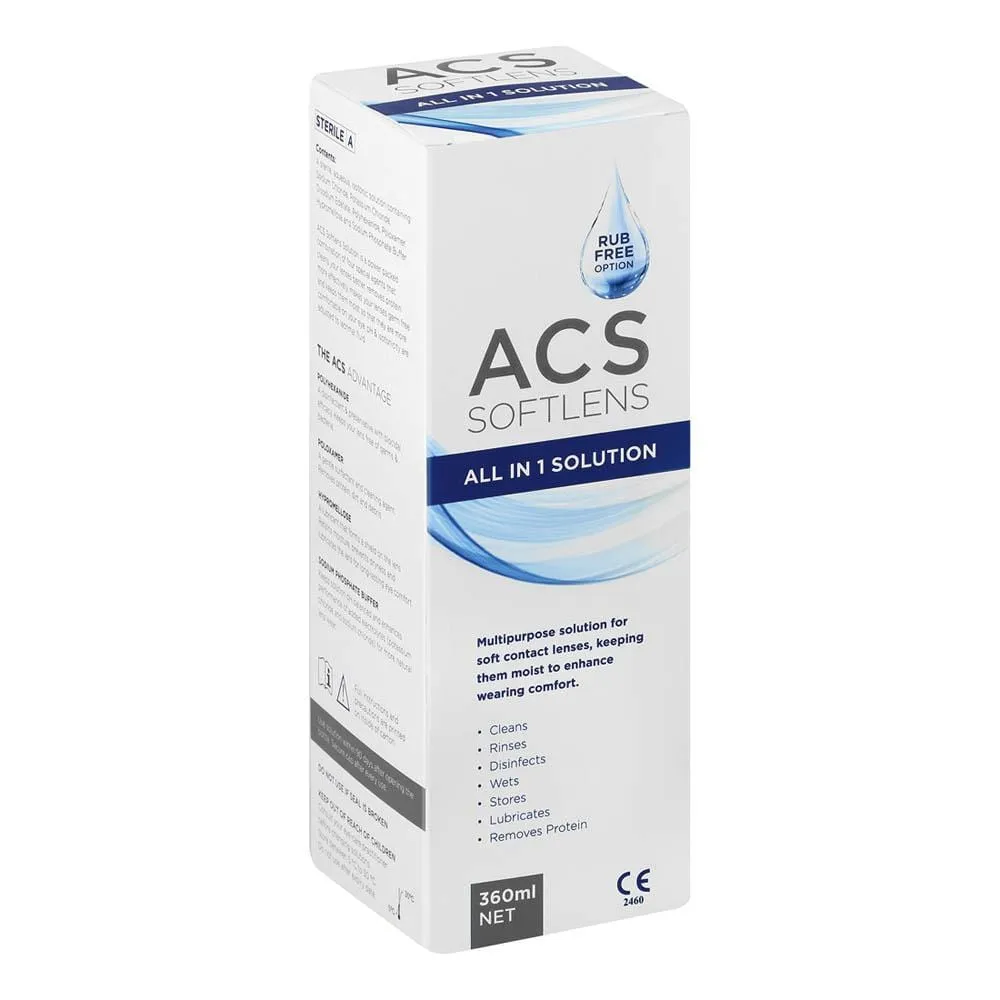 Front of ACS Softlens All In 1 Solution 360ml box