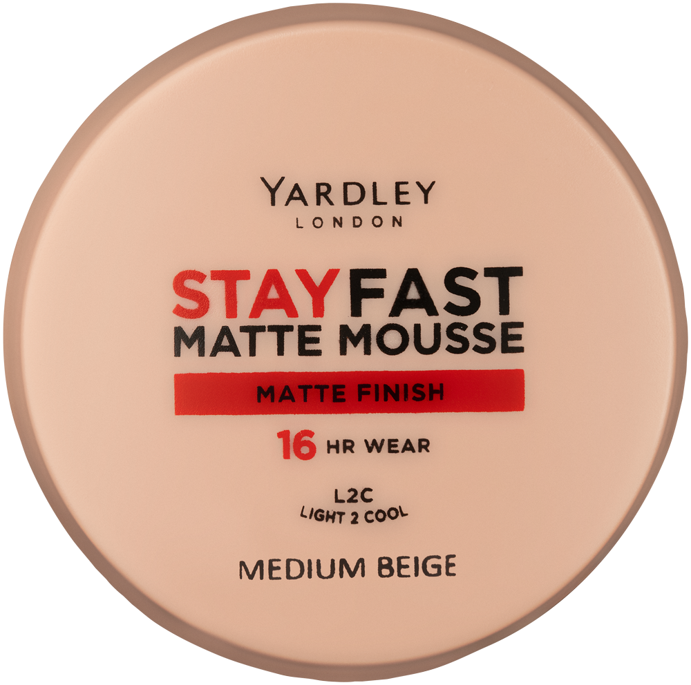 Yardley Stayfast Medium Beige 16HR Matte Mousse Foundation 12g