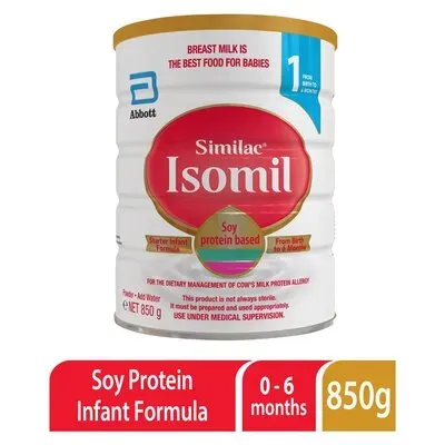 Front of Abbott Similac Isomil 1 Soy Protein Infant Formula 850 g tin