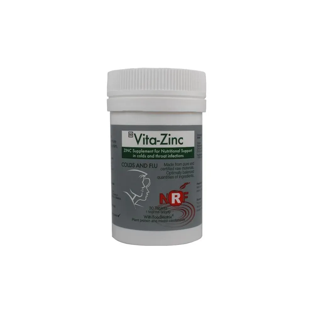 Front of NRF Vita-Zinc 30 Tablets bottle